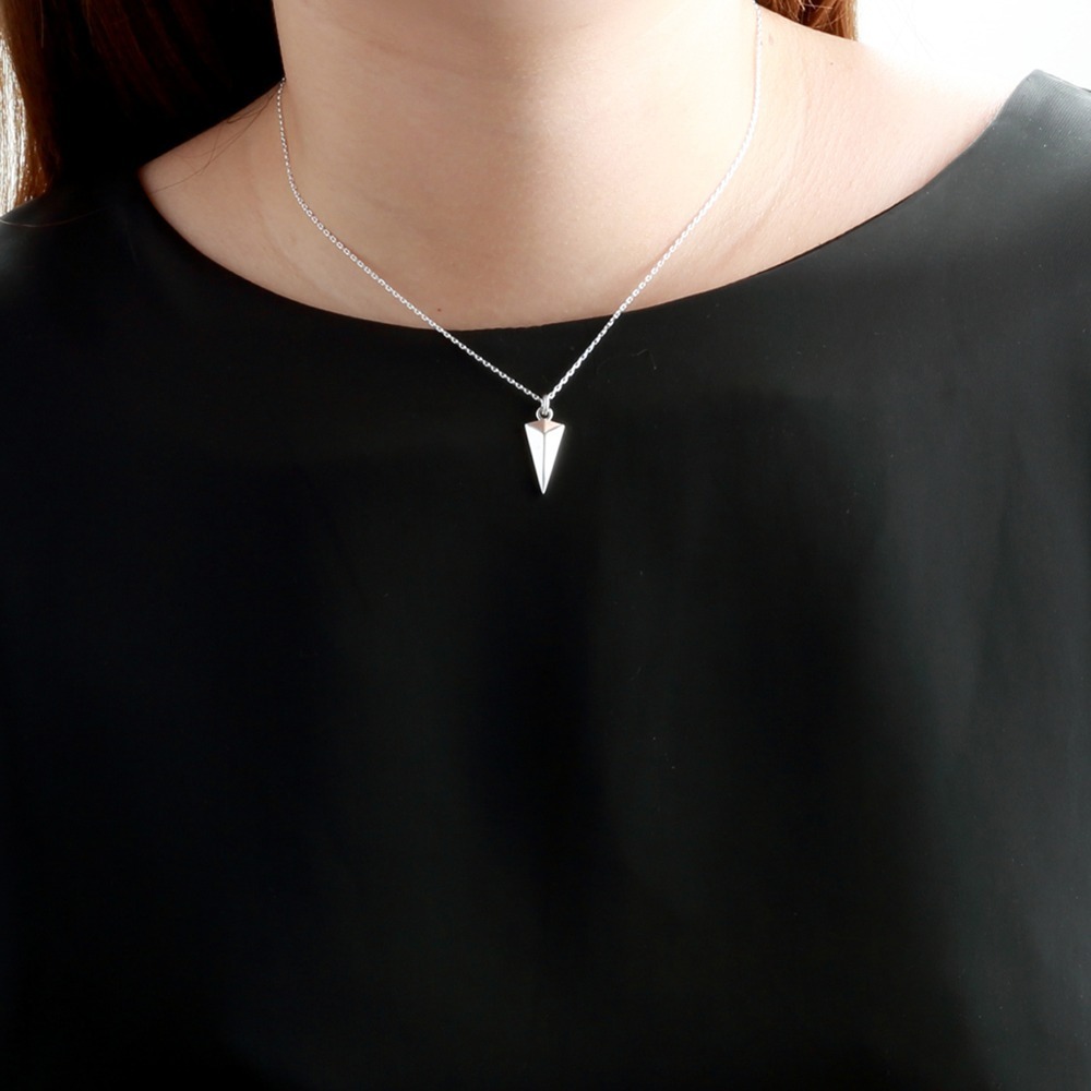 【Angel & Me】簡潔 個性 幾何 三角錐 s925 純銀 項鍊 生日 禮物-細節圖2