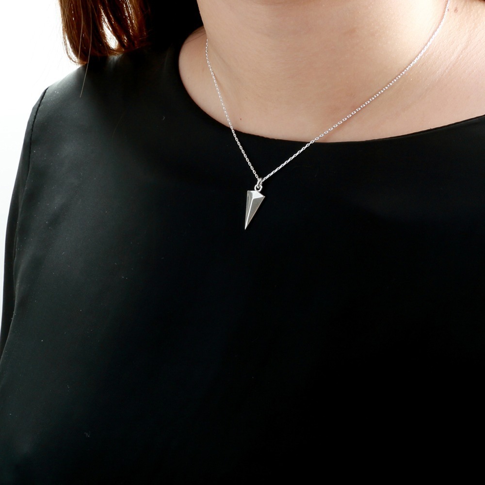 【Angel & Me】簡潔 個性 幾何 三角錐 s925 純銀 項鍊 生日 禮物-細節圖4