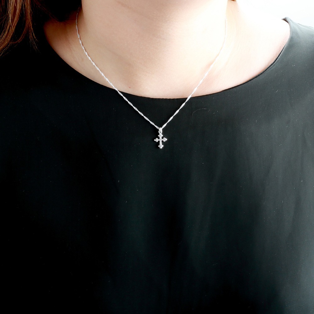 【Angel & Me】花蕾 十字架 (小) s925 純銀 生日 聖誕節 禮物-細節圖2