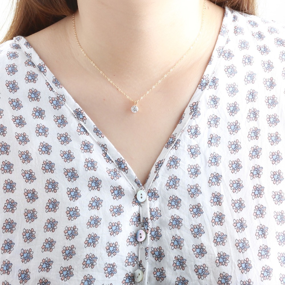 【Angel & Me】14KGF 包金 皇冠 6mm 瑞士單鑽 鑽石項鍊 生日禮物-細節圖2