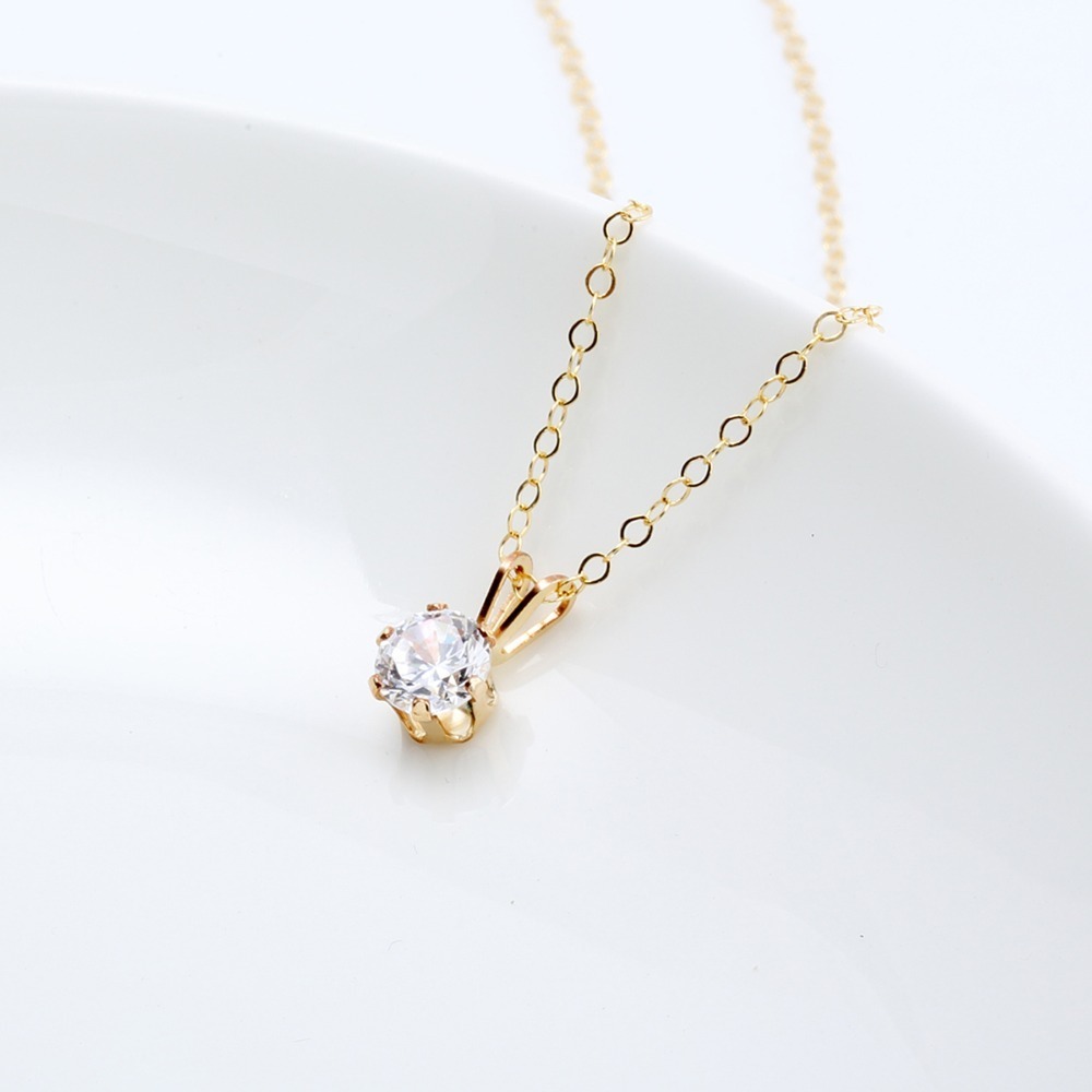 【Angel & Me】14KGF 包金 皇冠 6mm 瑞士單鑽 鑽石項鍊 生日禮物-細節圖3