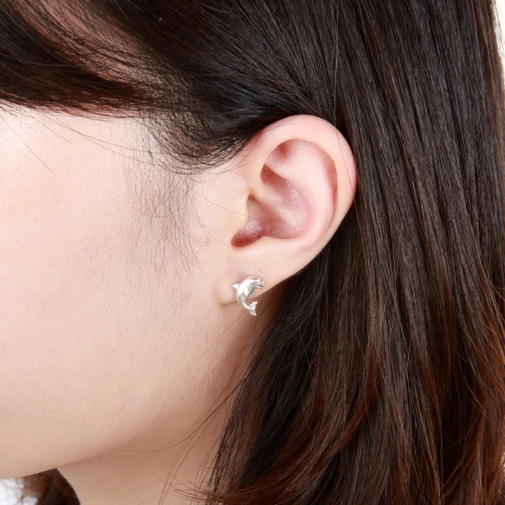 【Angel & Me】可愛 海豚  一對 s925 純銀 耳環 耳夾 生日 禮物-細節圖2