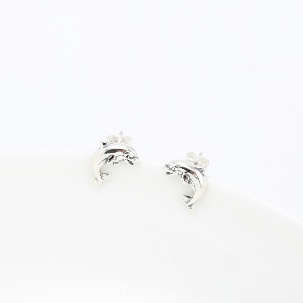 【Angel & Me】可愛 海豚  一對 s925 純銀 耳環 耳夾 生日 禮物-細節圖4