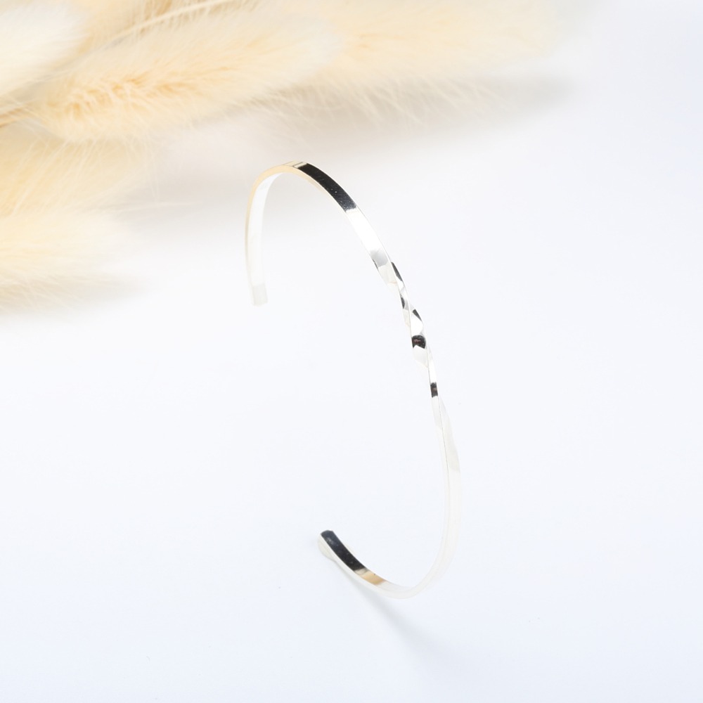 【Angel Me】幸運 簡單 旋轉 Twist s925 純銀 C型 手環 情人節 禮物-細節圖2