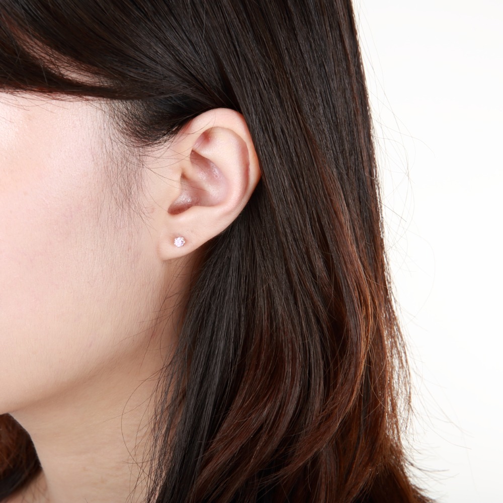 【Angel Me】迷你 皇冠 3mm 瑞士 彩鑽 單鑽鋯石 一對 s925 純銀 耳環 耳夾-細節圖5