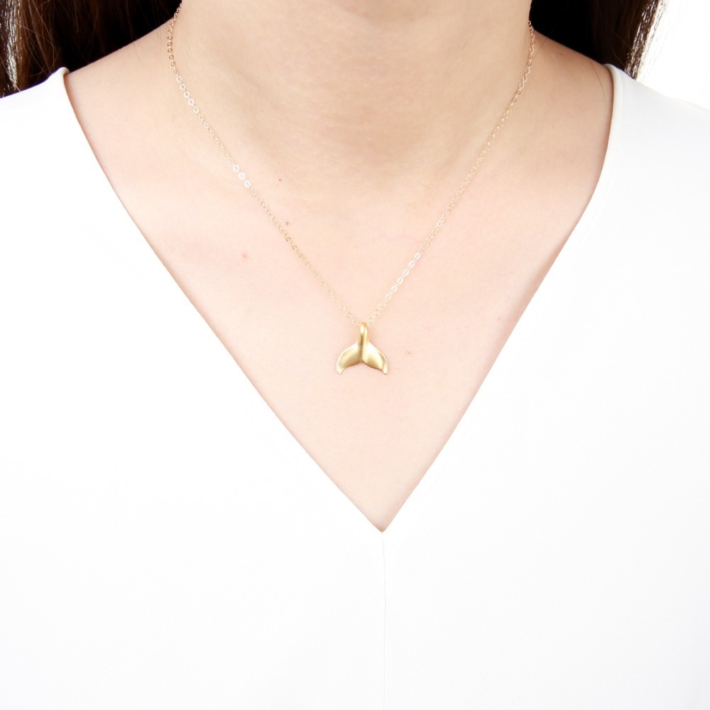 【Angel & Me】金幸運 鯨魚 鯨魚尾 s925 純銀 厚鍍 24k純金 項鍊-細節圖2