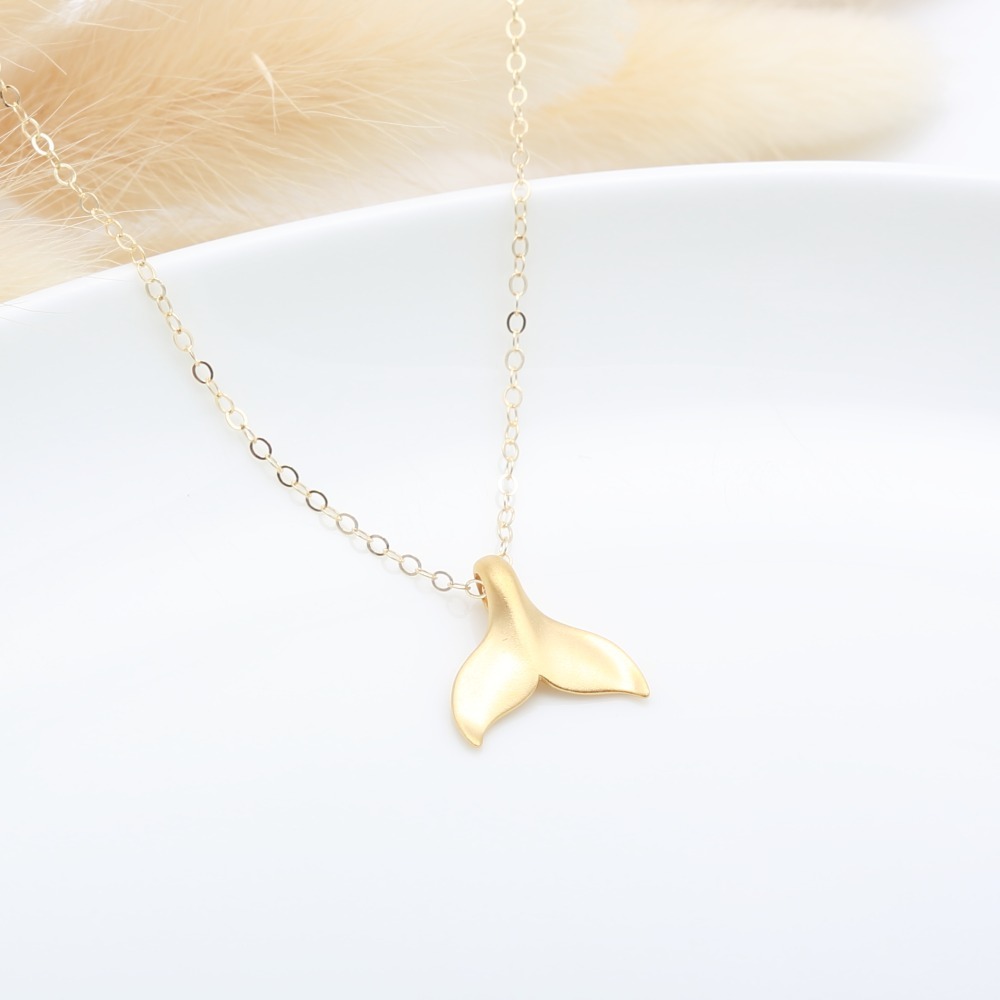 【Angel & Me】金幸運 鯨魚 鯨魚尾 s925 純銀 厚鍍 24k純金 項鍊-細節圖3