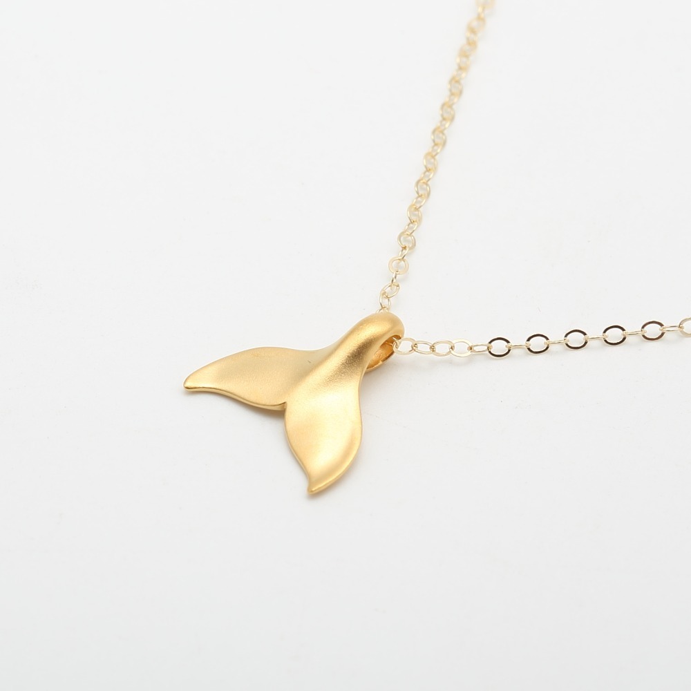 【Angel & Me】金幸運 鯨魚 鯨魚尾 s925 純銀 厚鍍 24k純金 項鍊-細節圖4