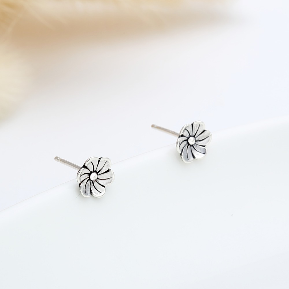 【Angel & Me】櫻花 小花 一對 s925 純銀 耳環 耳夾 生日 禮物-細節圖4