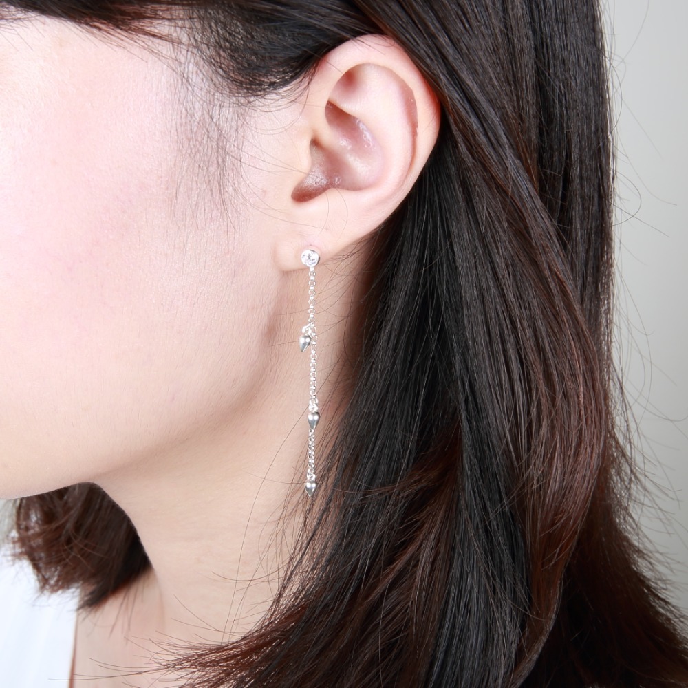 【Angel & Me】露珠 單鑽 一對 s925 純銀 耳環 耳夾 情人節 母親節 畢業 禮物-細節圖4