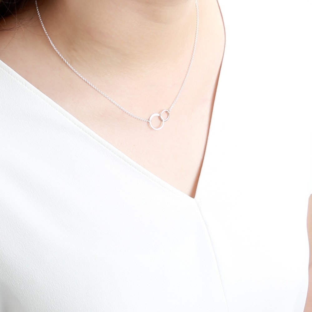 【Angel & Me】幸福 牽手 雙圓圈 s925 純銀 項鍊 情人節 禮物-細節圖2