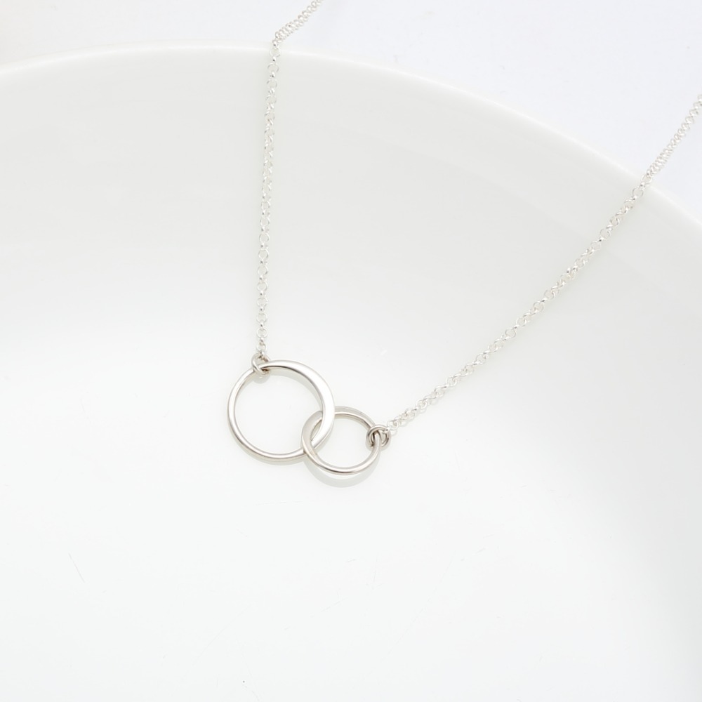 【Angel & Me】幸福 牽手 雙圓圈 s925 純銀 項鍊 情人節 禮物-細節圖3