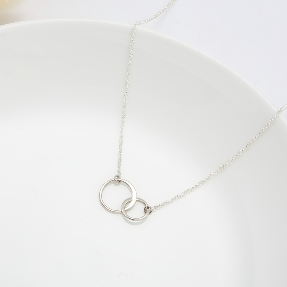 【Angel & Me】幸福 牽手 雙圓圈 s925 純銀 項鍊 情人節 禮物-細節圖4