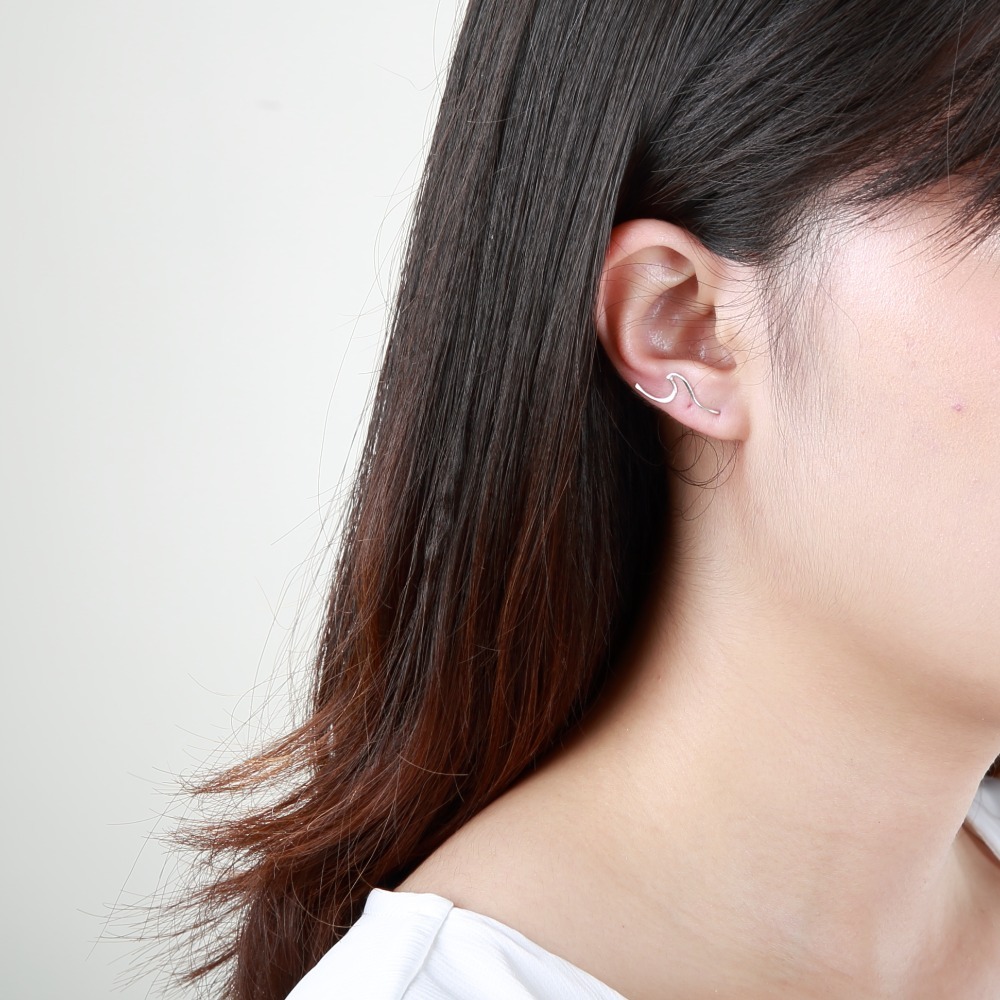 【Angel & Me】夏日 海浪 一對 s925 純銀 耳環 生日 情人節 禮物-細節圖3