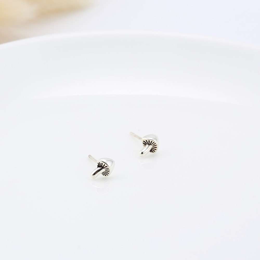 【Angel & Me】神奇 蘑菇 香菇 一對 s925 純銀 耳環 耳夾 情人節 聖誕節 禮物-細節圖4