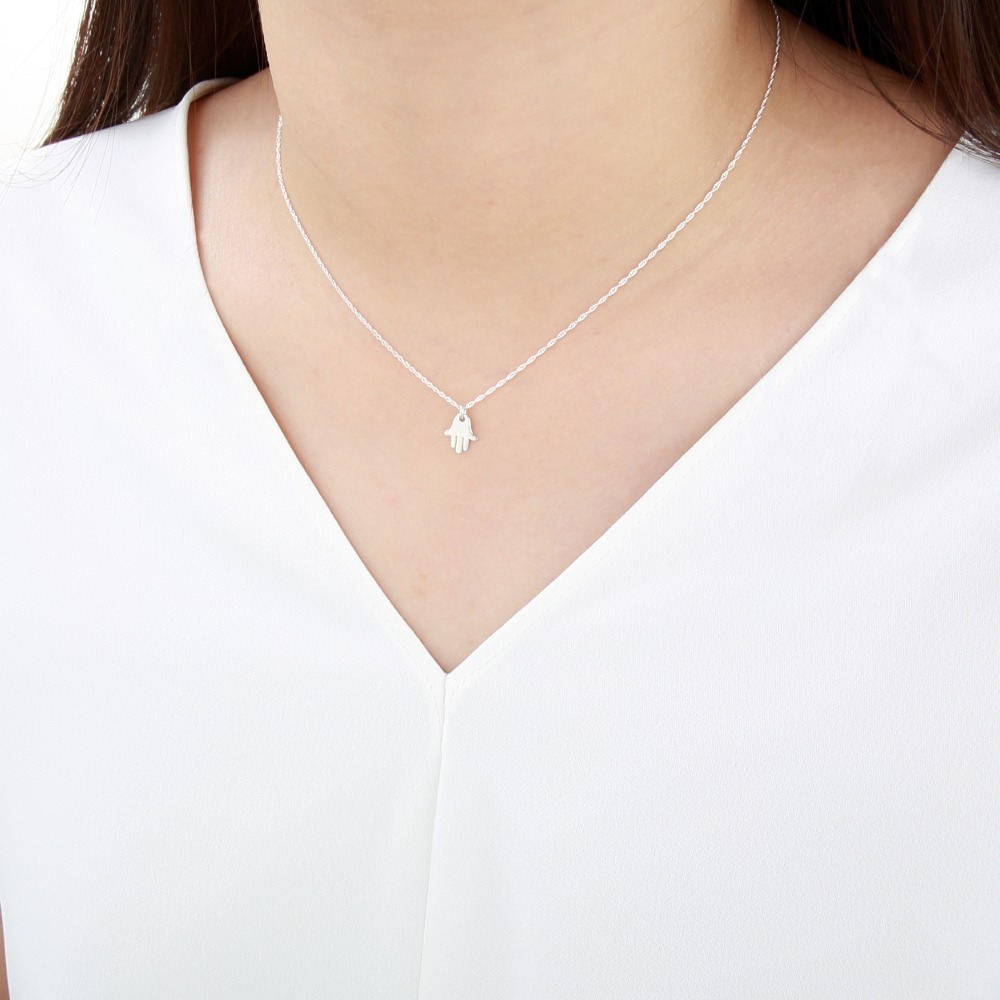 【Angel & Me】守護 好運 法蒂瑪之手 Hamsa s925 純銀 項鍊 禮物-細節圖2