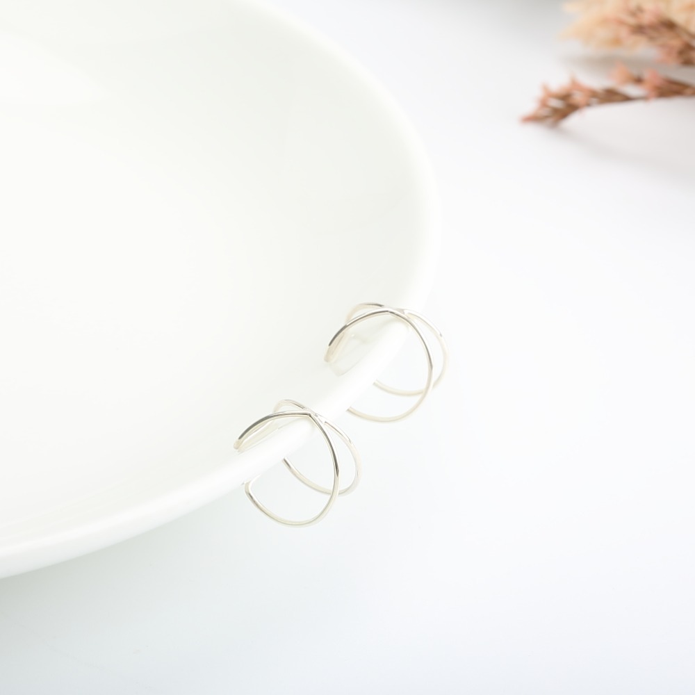 【Angel & Me】極簡 交叉 (大) 一對 s925 純銀 耳環 耳夾 耳骨夾 情人節 禮物-細節圖2