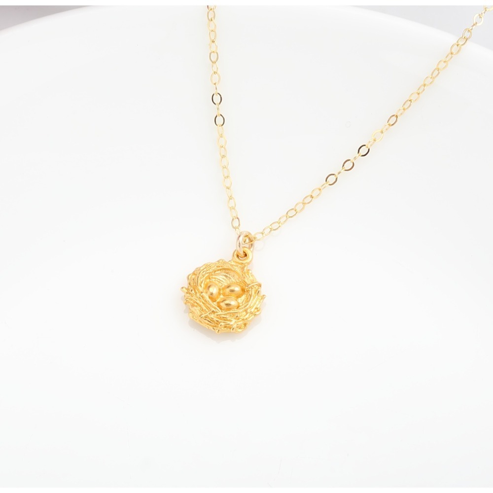 【Angel & Me】金窩 鳥巢 s925純銀 厚鍍24k純金項鍊 生日禮物-細節圖3