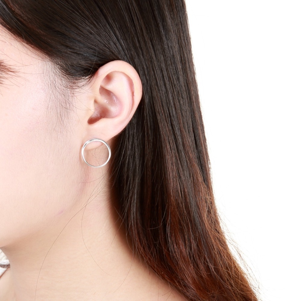 【Angel & Me】極簡 幾何 大圓圈 光圈 s925純銀耳環 耳夾 一對-細節圖4