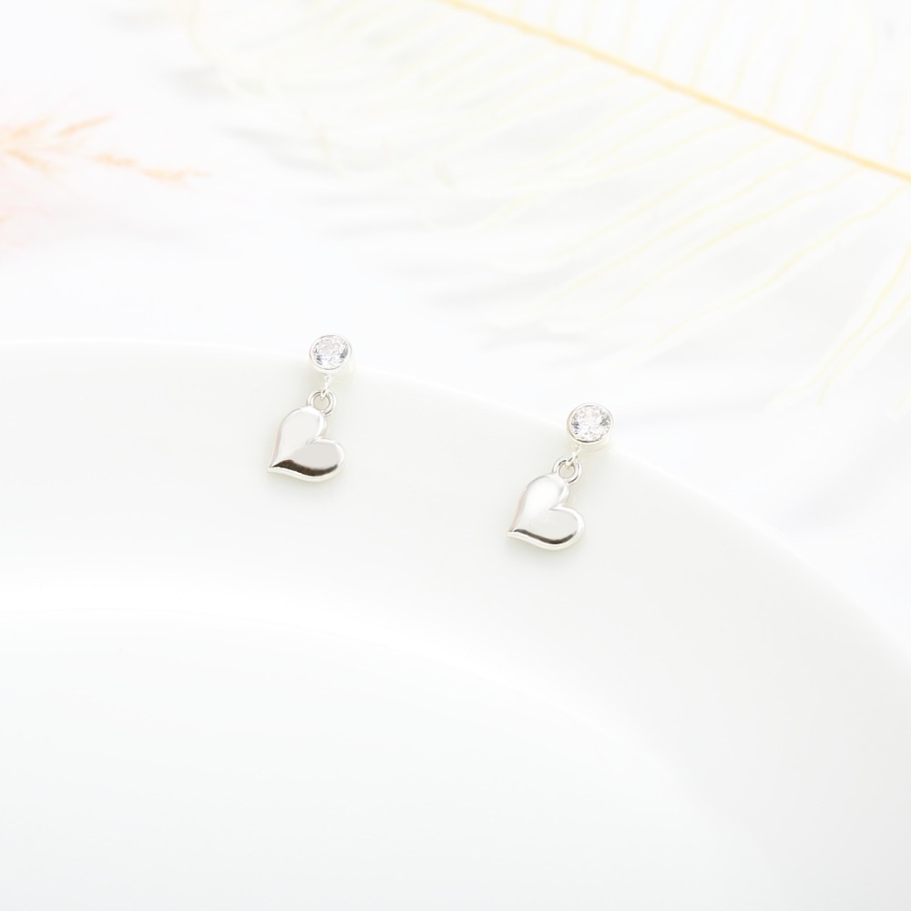 【Angel & Me】甜心 愛心 單鑽 一對 s925 純銀 耳環 耳夾 禮物-細節圖3