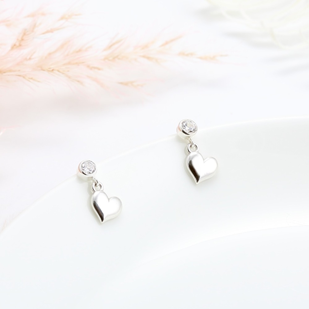 【Angel & Me】甜心 愛心 單鑽 一對 s925 純銀 耳環 耳夾 禮物-細節圖4
