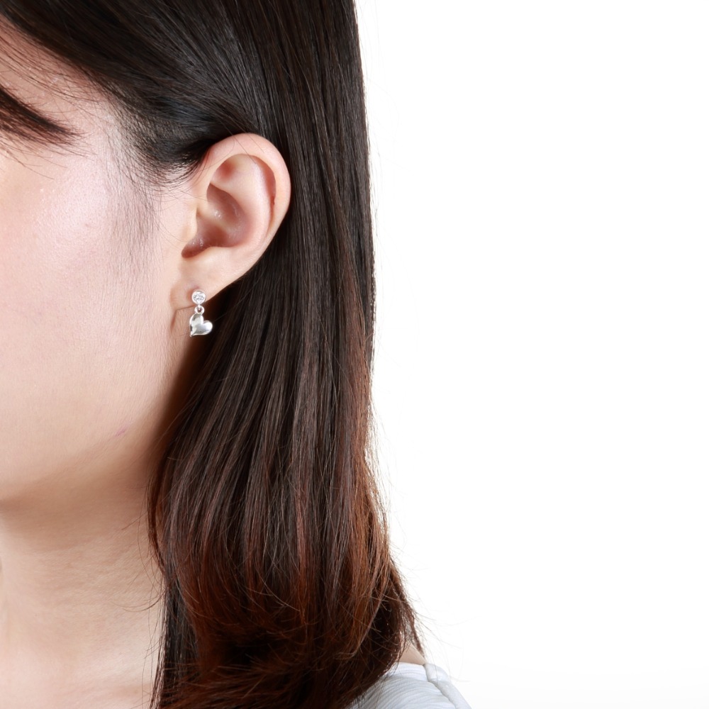 【Angel & Me】甜心 愛心 單鑽 一對 s925 純銀 耳環 耳夾 禮物-細節圖5