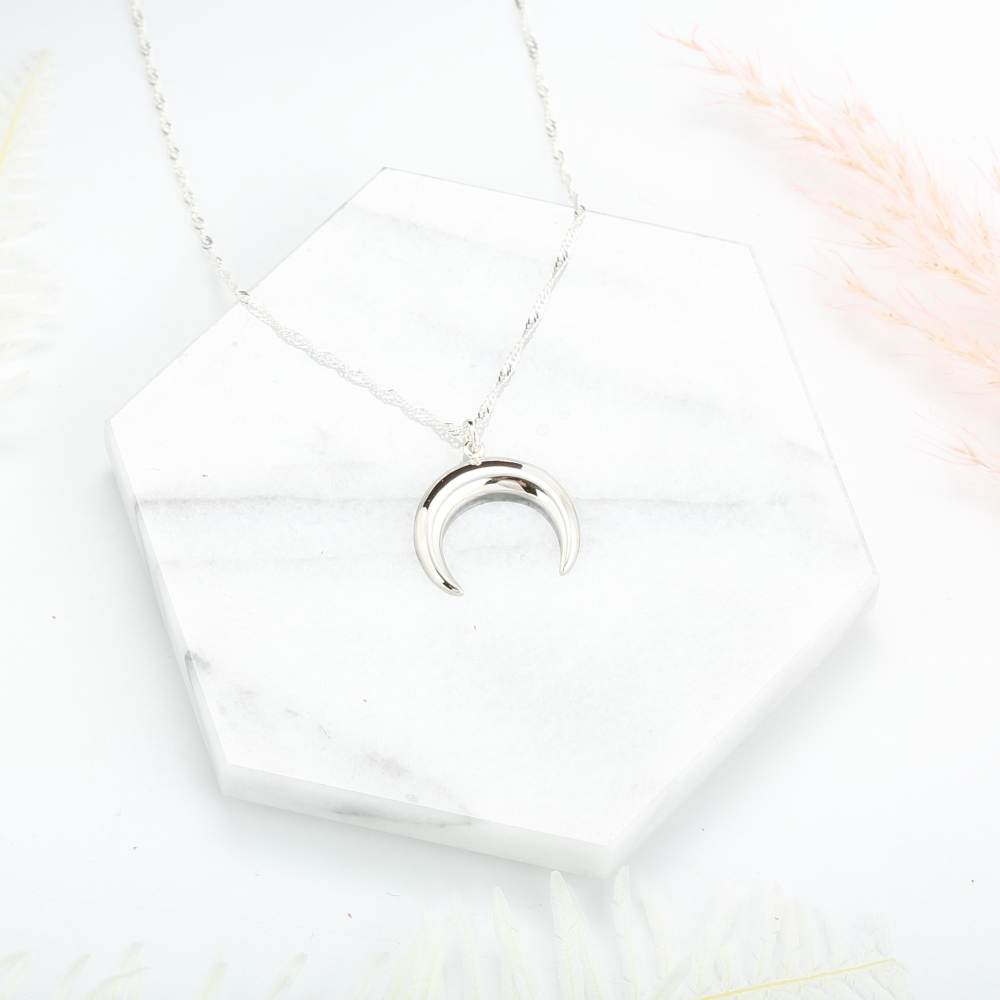 【Angel Me】相思 月牙 (大) Crescent Moon s925 純銀 項鍊 情人節 生日 禮物-細節圖3