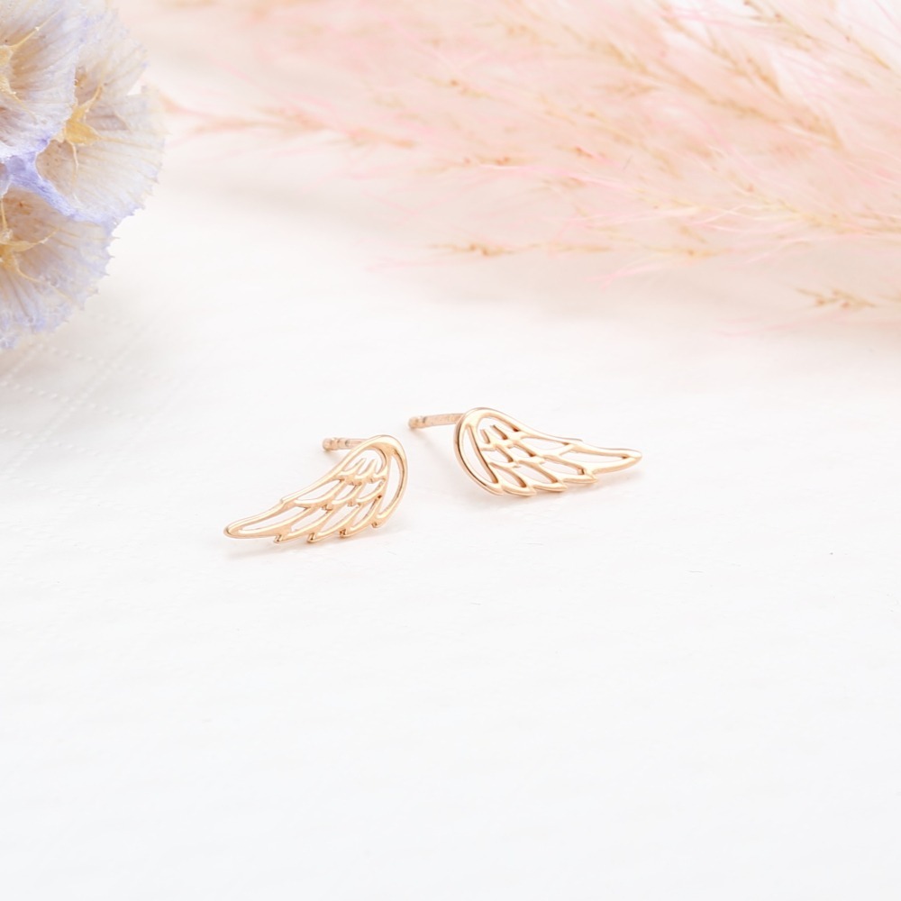 【Angel & Me】天使 夢想 翅膀 s925純銀厚鍍18k玫瑰金 耳環 耳夾-細節圖3