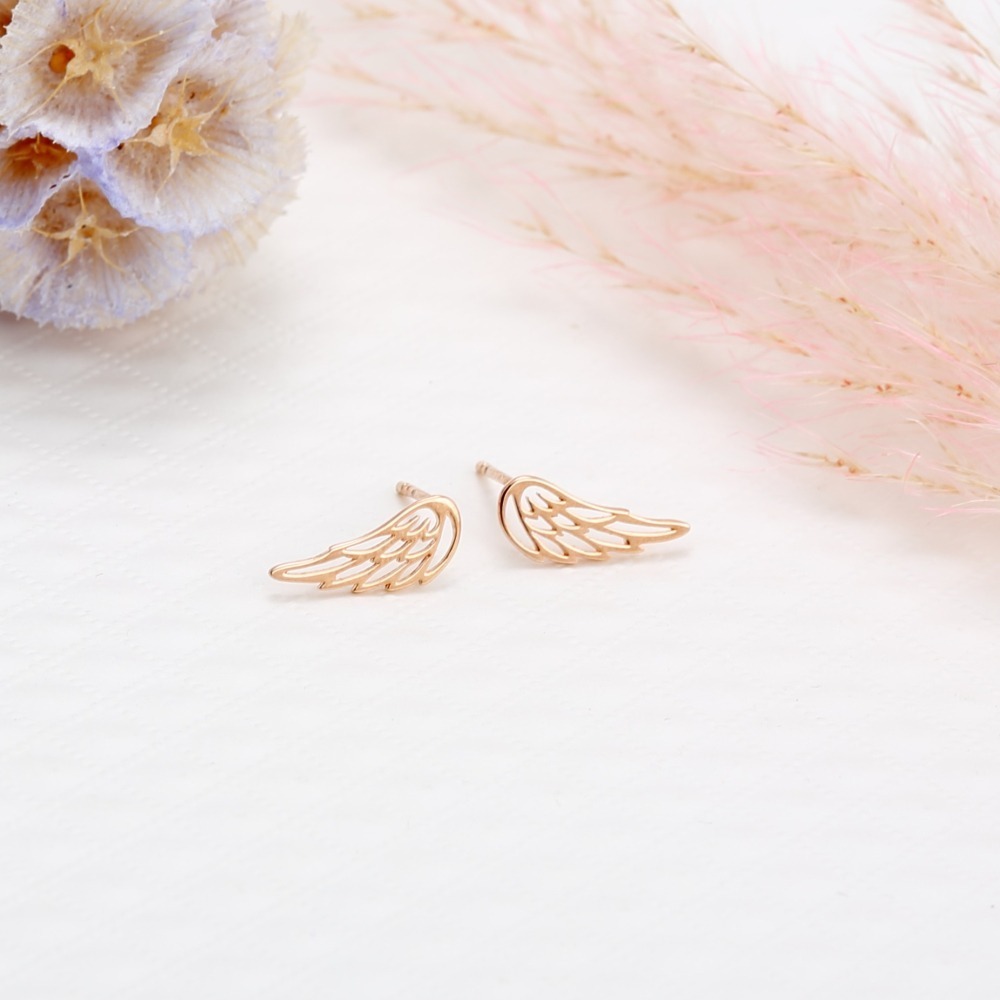 【Angel & Me】天使 夢想 翅膀 s925純銀厚鍍18k玫瑰金 耳環 耳夾-細節圖4
