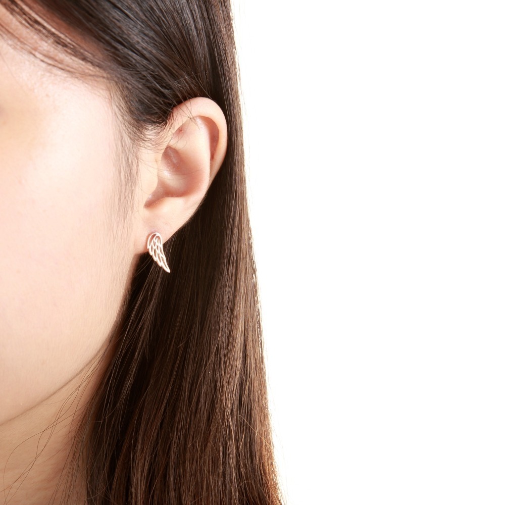 【Angel & Me】天使 夢想 翅膀 s925純銀厚鍍18k玫瑰金 耳環 耳夾-細節圖5