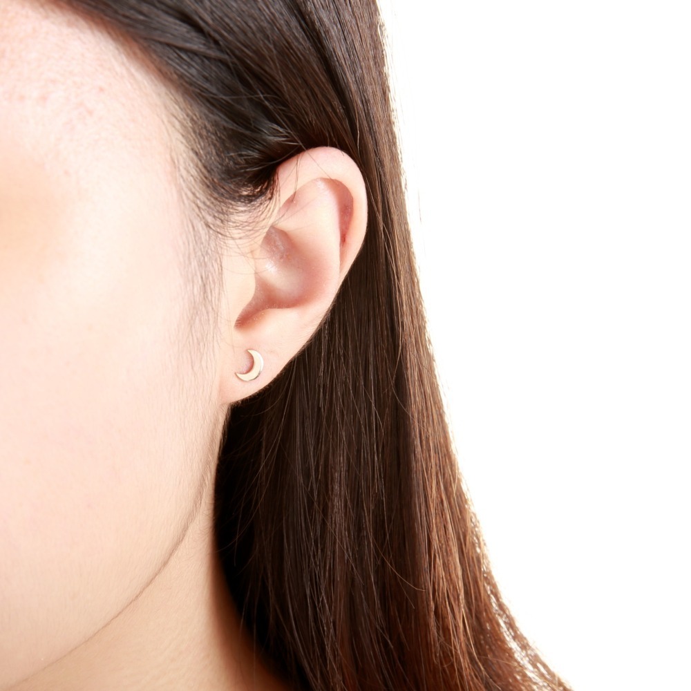 【Angel & Me】星月 星星 月亮 一對 s925純銀厚鍍18k玫瑰金 耳環-細節圖5