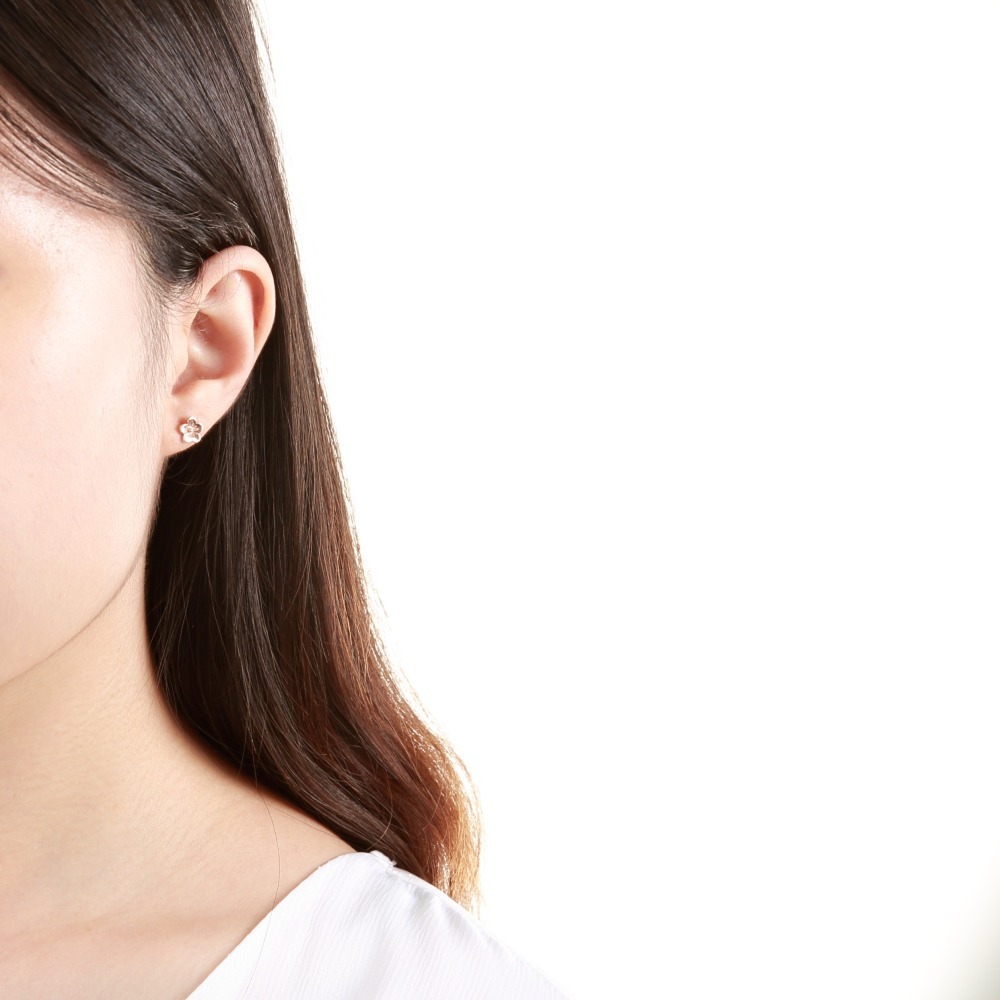 【Angel & Me】梅花 小花 s925 純銀厚鍍18k玫瑰金 耳環 耳夾-細節圖2