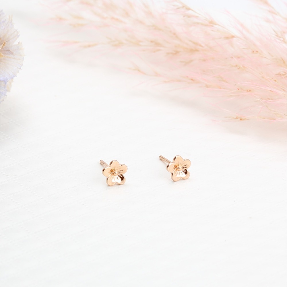 【Angel & Me】梅花 小花 s925 純銀厚鍍18k玫瑰金 耳環 耳夾-細節圖3