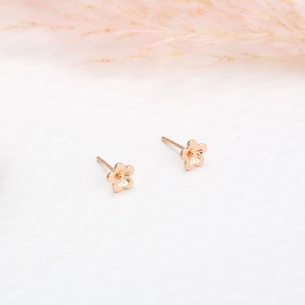 【Angel & Me】梅花 小花 s925 純銀厚鍍18k玫瑰金 耳環 耳夾-細節圖4