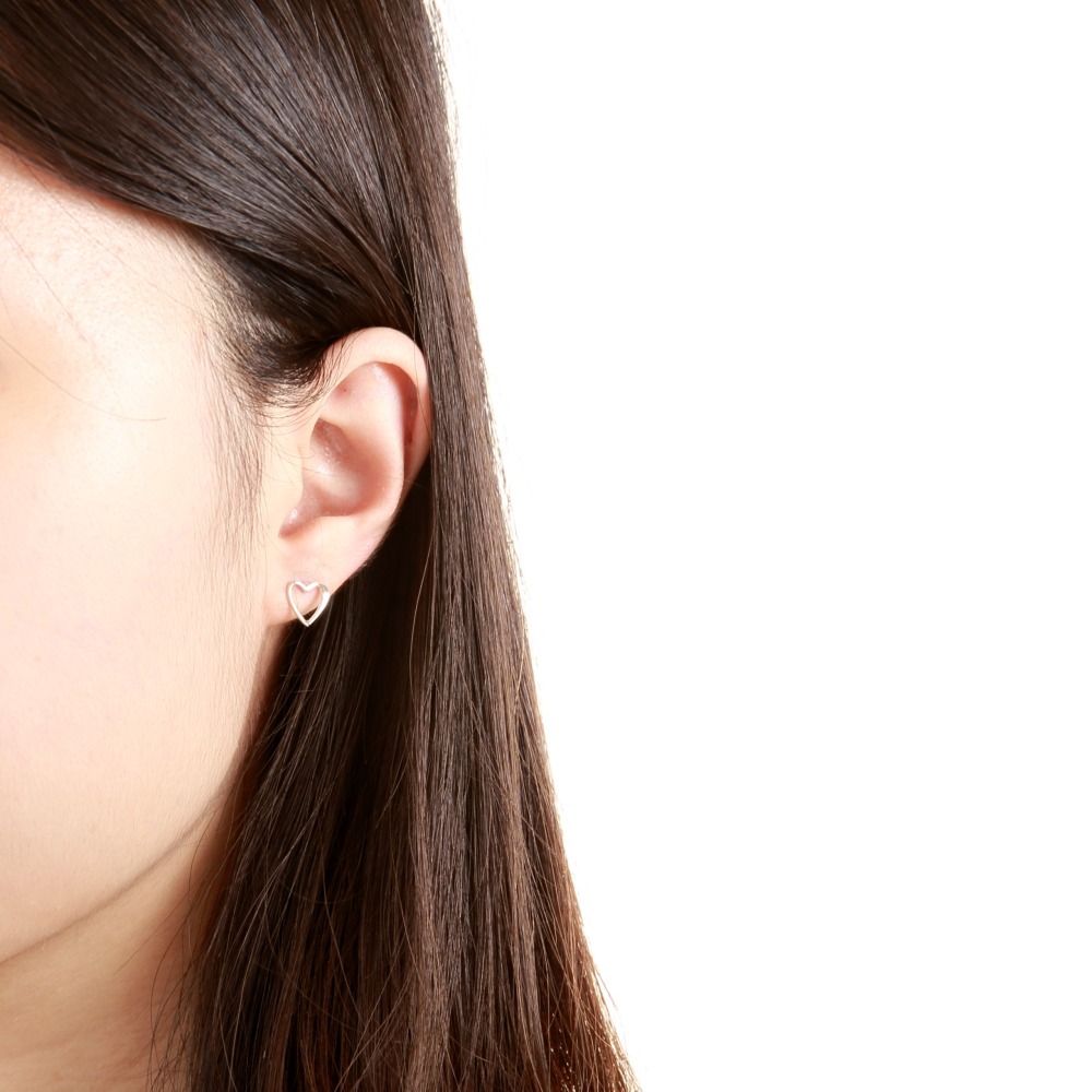 【Angel & Me】鏤空 裸感 愛心 一對 s925 純銀 耳環 耳夾 情人節-細節圖2