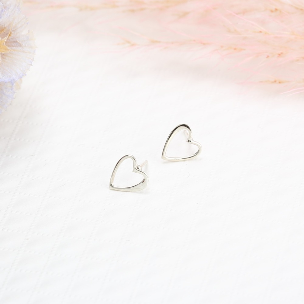 【Angel & Me】鏤空 裸感 愛心 一對 s925 純銀 耳環 耳夾 情人節-細節圖5