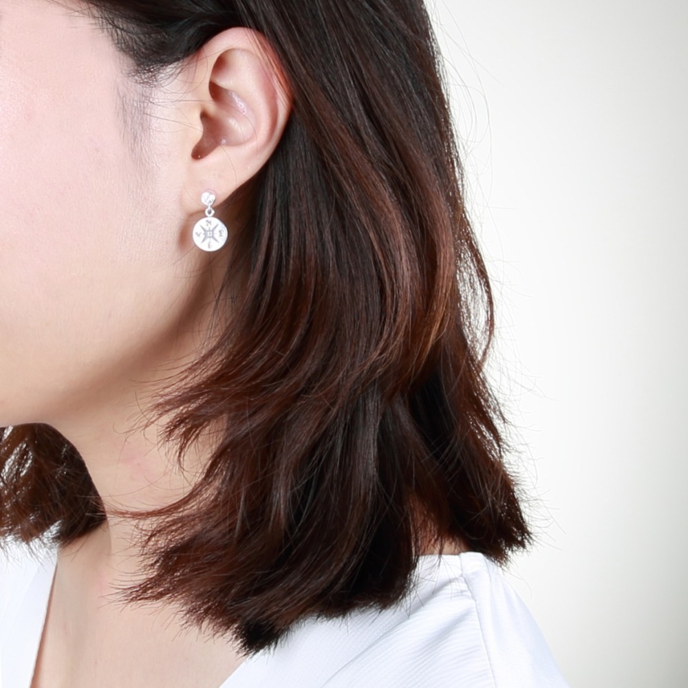 【Angel & Me】幸運 羅盤 指北針 s925 純銀耳環 耳夾 情人節禮物-細節圖2