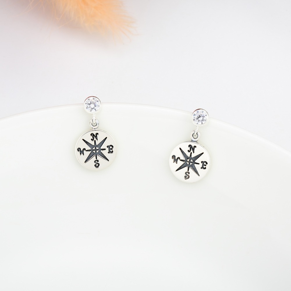 【Angel & Me】幸運 羅盤 指北針 s925 純銀耳環 耳夾 情人節禮物-細節圖3