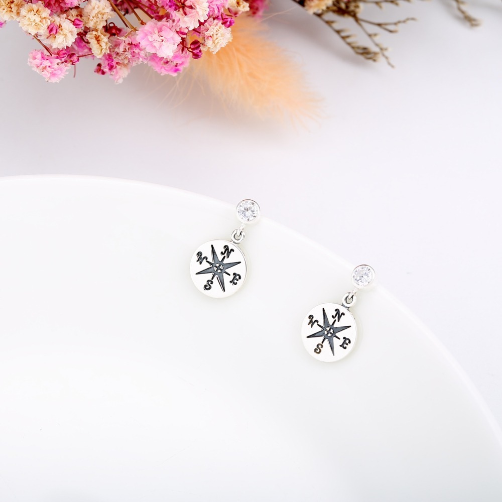 【Angel & Me】幸運 羅盤 指北針 s925 純銀耳環 耳夾 情人節禮物-細節圖4
