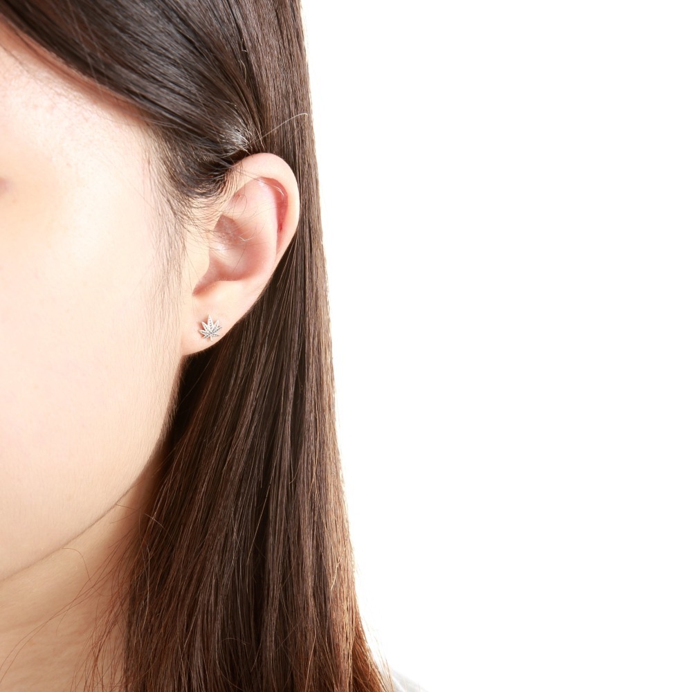 【Angel & Me】嘻哈 Chill 大麻葉 一對 s925 純銀耳環 耳夾 禮物-細節圖2