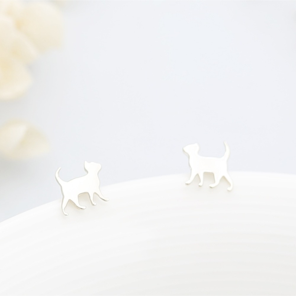 【Angel & Me】可愛 貓 貓咪 Cat 一對 s925 純銀 耳環 耳夾 生日 情人節 禮物-細節圖3