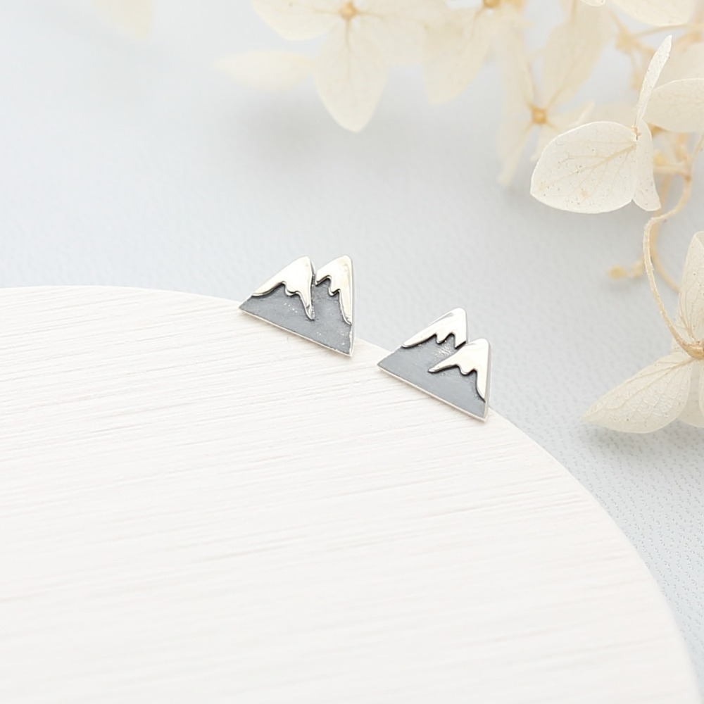 【Angel & Me】百岳 富士山 一對 s925 純銀 耳環 耳夾 生日禮物-細節圖3