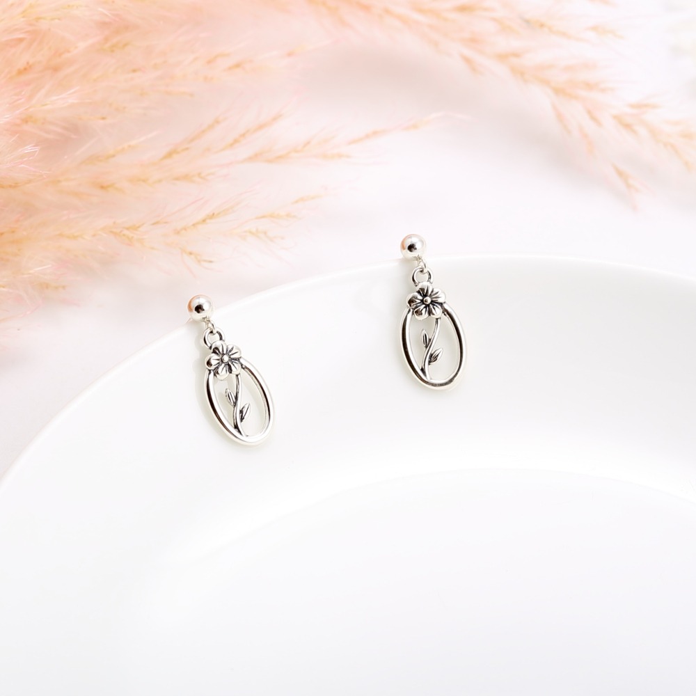 【Angel & Me】花兒 綻放 Flower Bloom s925 純銀 耳環 耳夾 生日 情人節 禮物-細節圖3