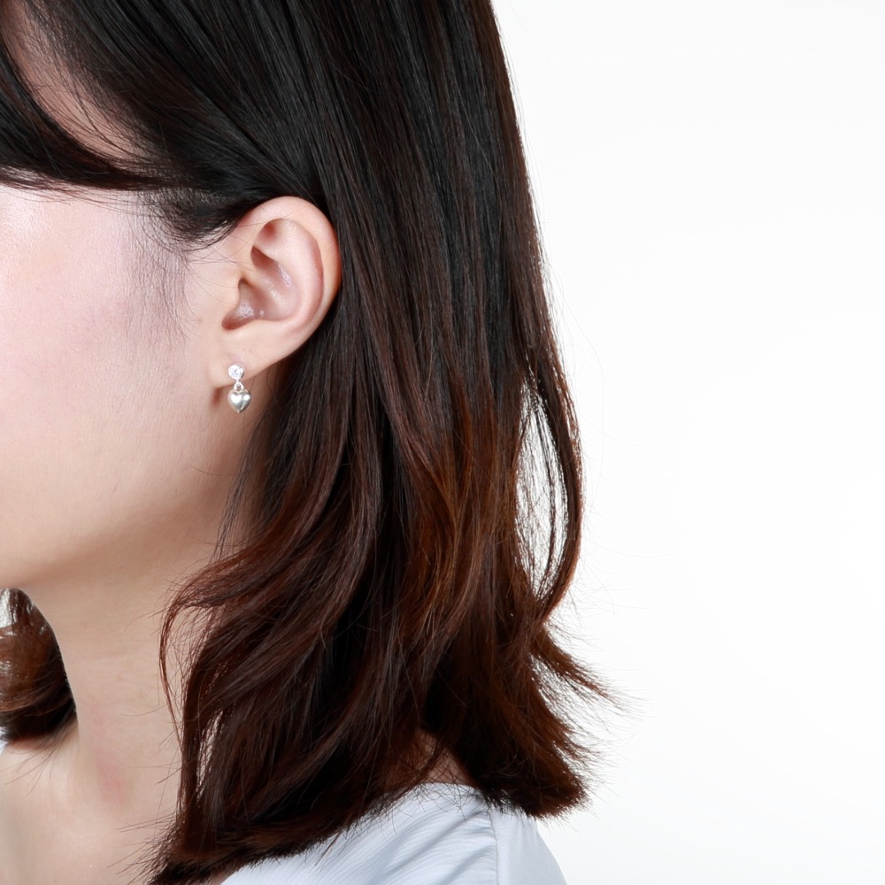 【Angel & Me】心動 愛心 單鑽 一對 s925 純銀 耳環 耳夾 禮物-細節圖2