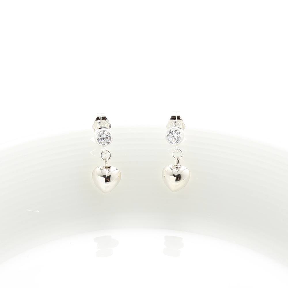 【Angel & Me】心動 愛心 單鑽 一對 s925 純銀 耳環 耳夾 禮物-細節圖4