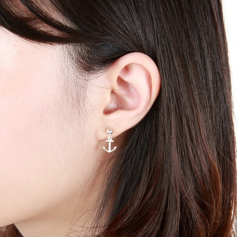 【Angel & Me】穩定 船錨 Anchor s925 純銀 耳環 (可改夾式) 生日 情人節 禮物-細節圖2
