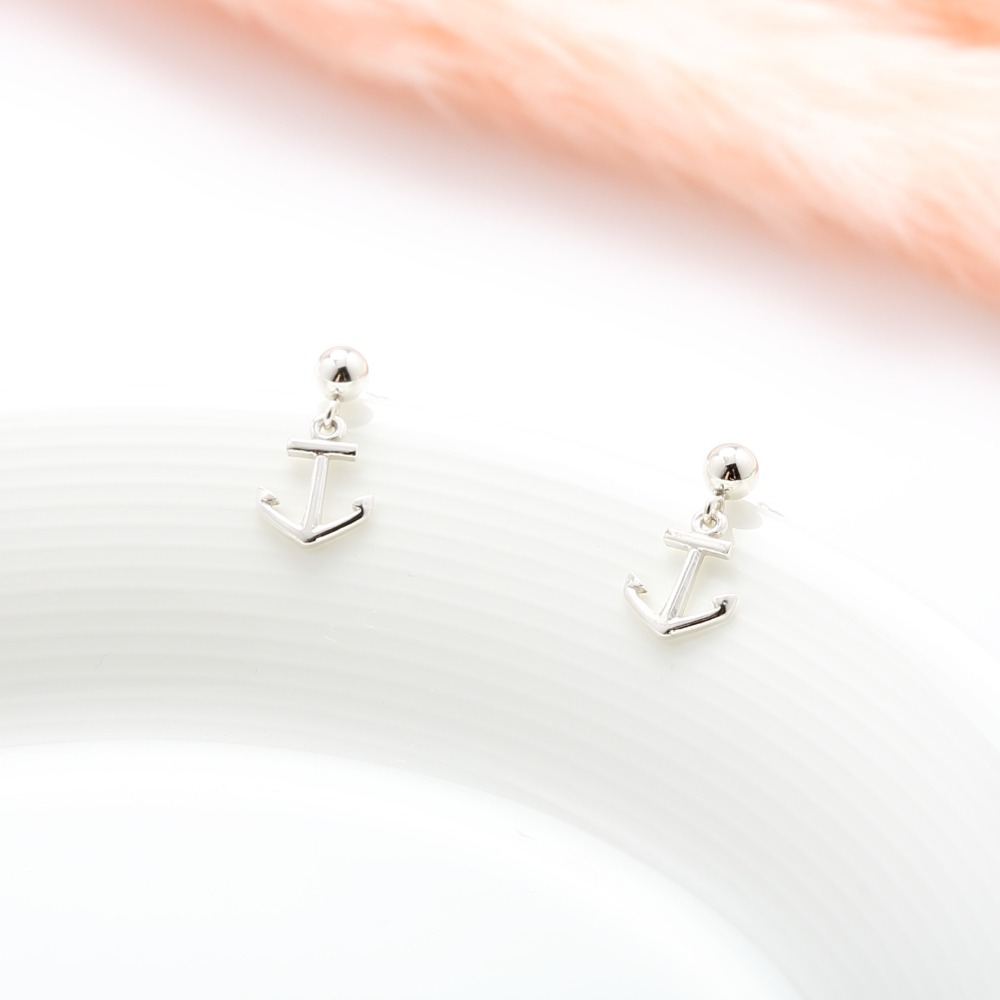 【Angel & Me】穩定 船錨 Anchor s925 純銀 耳環 (可改夾式) 生日 情人節 禮物-細節圖3