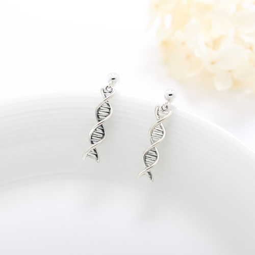 【Angel Me】化學 基因 染色體 DNA 一對 s925 純銀 耳環 耳夾 情人節 禮物