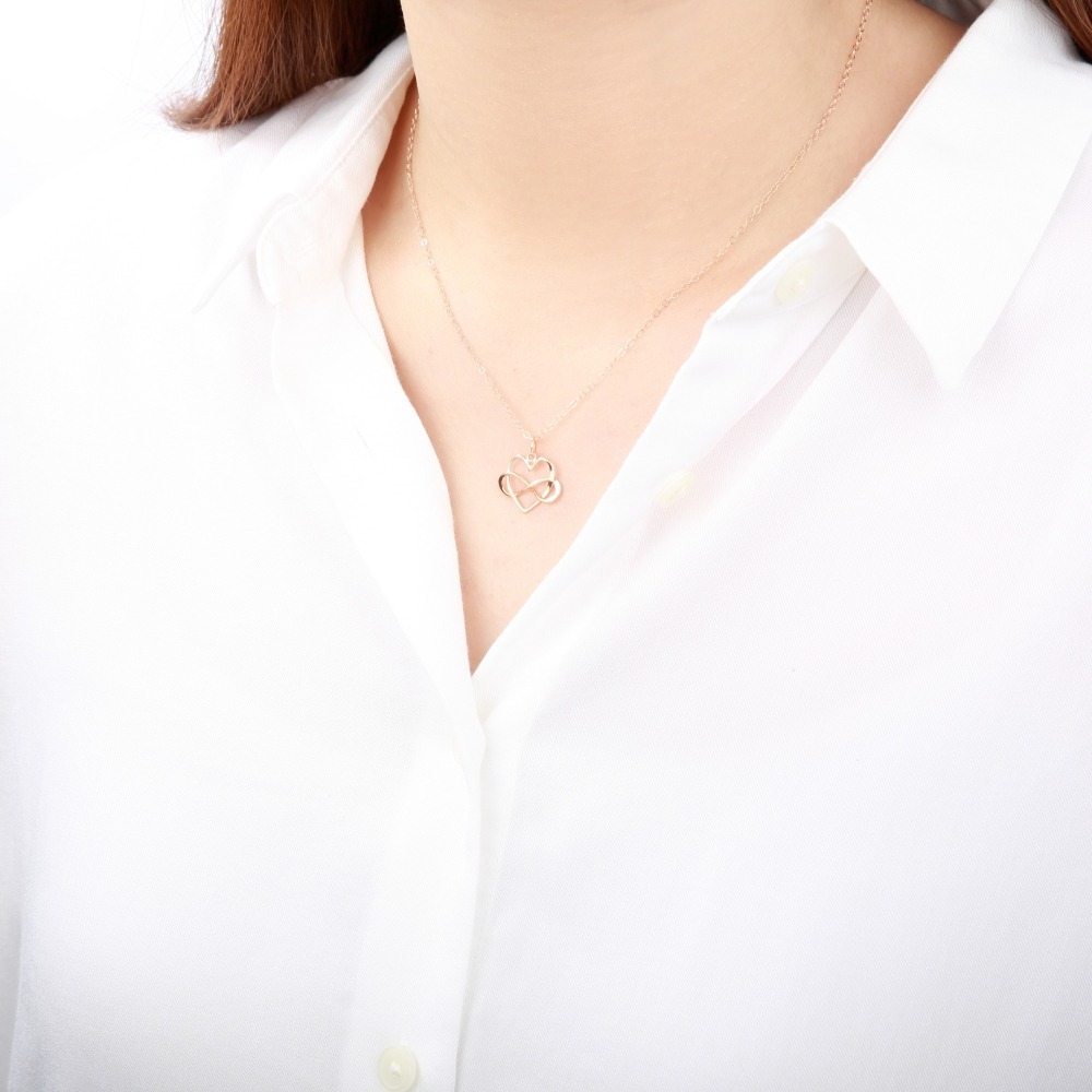 【Angel & Me】真愛 無限 愛心 s925 純銀厚鍍18k玫瑰金項鍊 禮物-細節圖2