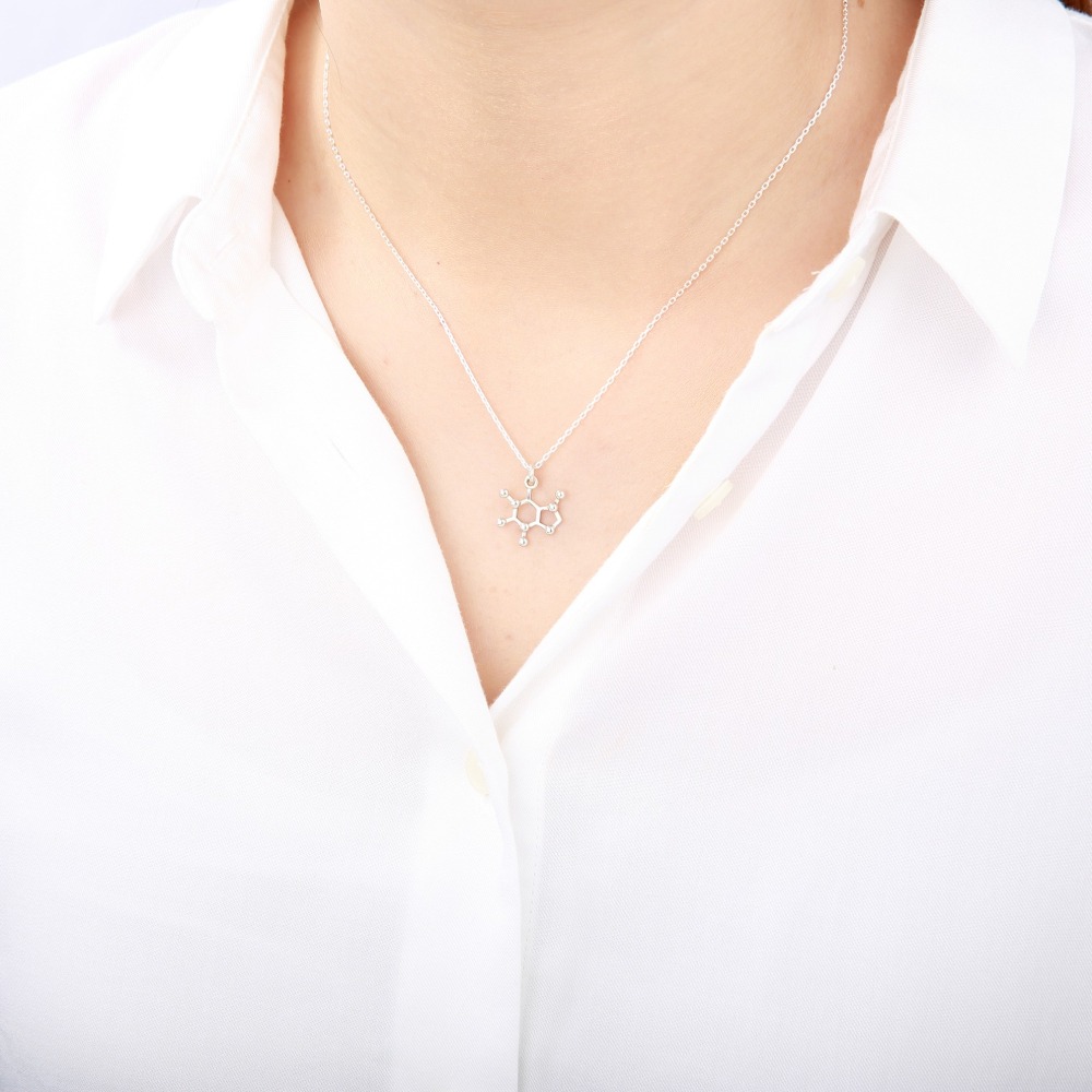 【Angel & Me】咖啡 咖啡因 分子 化學符號 s925 純銀 咖啡豆項鍊-細節圖2